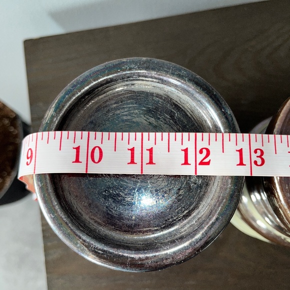 Pair of Urban Barn "Margo'" pewter-glazed, ceramic candle-holders, approx 6 in. - Picture 7 of 9